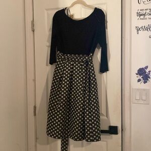 Eliza J Black/Gold Polka Dot Dress